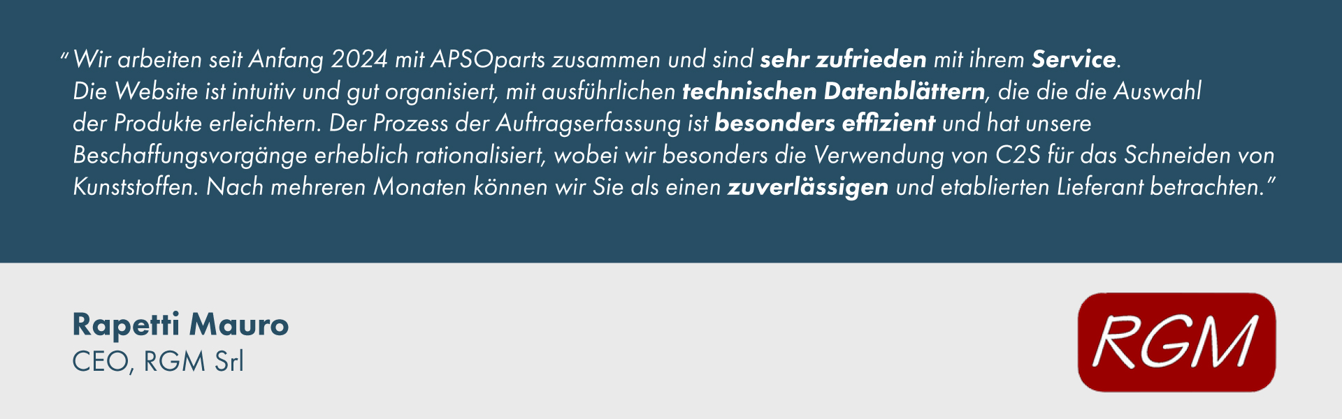 Kundenstimme von Rapetti Mauro, CEO, RGM Srl